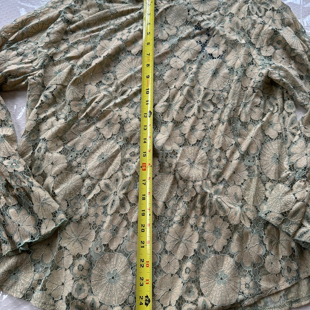 Allegra K Women's Crochet Lace See Through Floral Ruffle Neck Blouse Size XL NWT - Picture 16 of 17